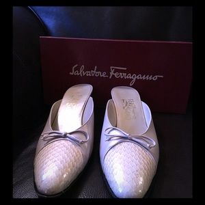 Salvatore Ferragamo Snake and Leather Mule.